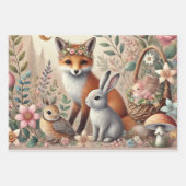 grillige bosdieren bloemen inpakpapier vel (Voorkant 2)