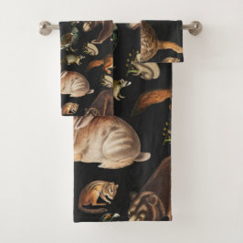 grillige bosdieren bloemenpatroon bad handdoek