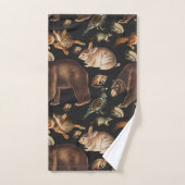 grillige bosdieren bloemenpatroon bad handdoek (Handdoek)