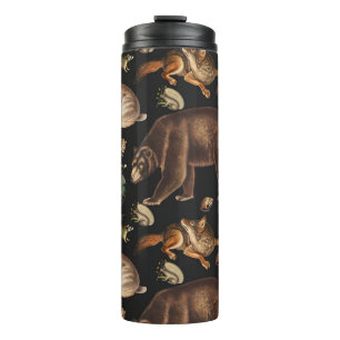 grillige bosdieren bloemenpatroon thermosbeker