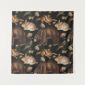 grillige bosdieren bloemenpatroon wandkleed (Voorkant)