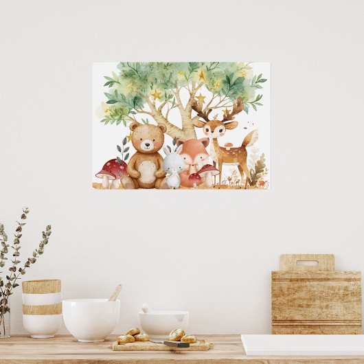 grillige bosdieren poster (Keuken)