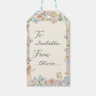 Grillige Bosfee Aquarel Verjaardag Cadeaulabel
