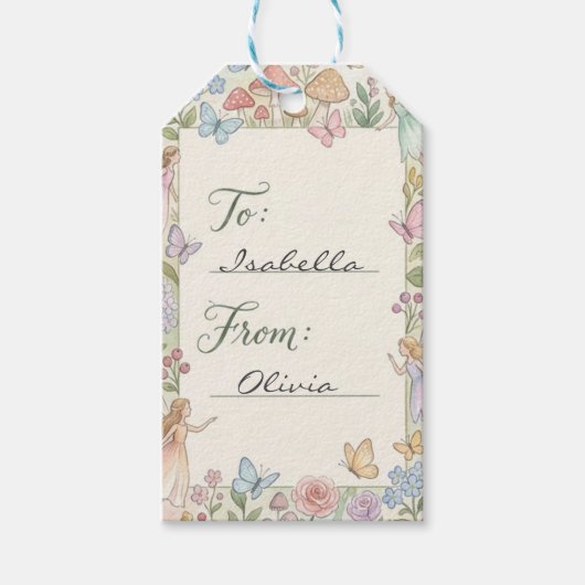 Grillige Bosfee Aquarel Verjaardag Cadeaulabel (Voorkant)