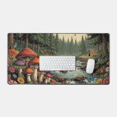 Grillige boskreek met Paddenstoelen, Vlinders Bureaumat (Keyboard & Muis)