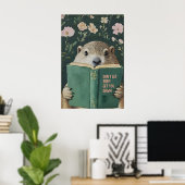 Grillige Bosmarmot Leest Boek Kunstprint Poster (Thuiskantoor)