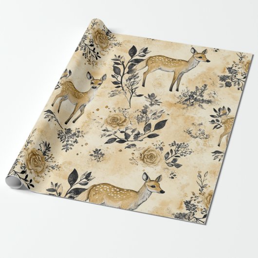 Grillige Bosree Patroon Cadeaupapier (Uitgerold)