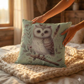 Grillige bosuil botanische illustratie kussen