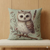 Grillige bosuil botanische illustratie kussen