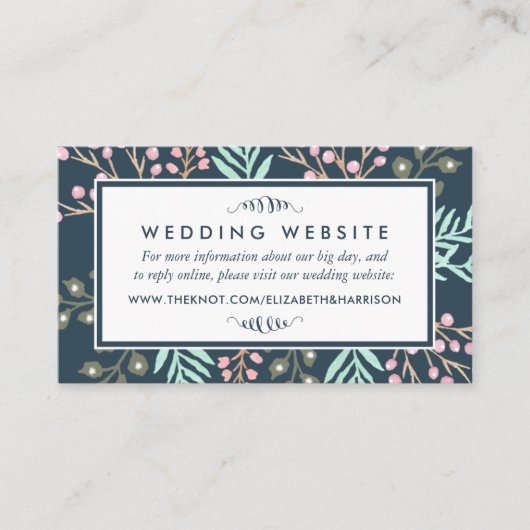 Grillige botanische bes-huwelijkswebsite-inzetstuk informatiekaartje (Voorkant)