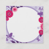GRILLIGE BOTANISCHE  bloemenkrans paarse Vierkante Visitekaartje (Achterkant)