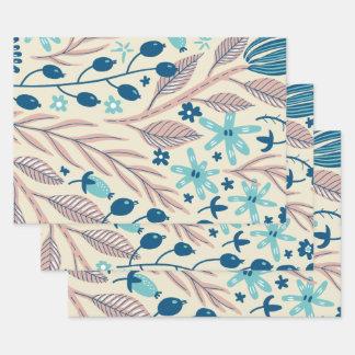 Grillige botanische bloempatroon inpakpapier vel