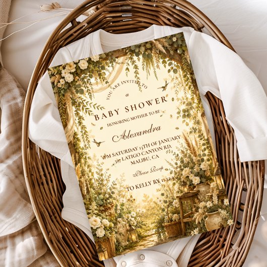 Grillige Botanische Boho Baby Shower Kaart