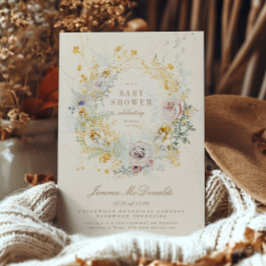 grillige botanische krans baby shower uitnodiging