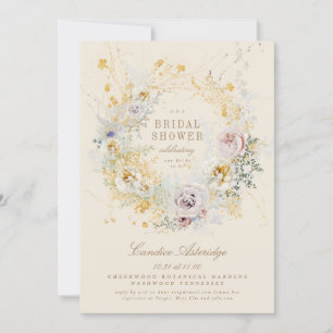 grillige botanische krans bruids douche uitnodigin kaart