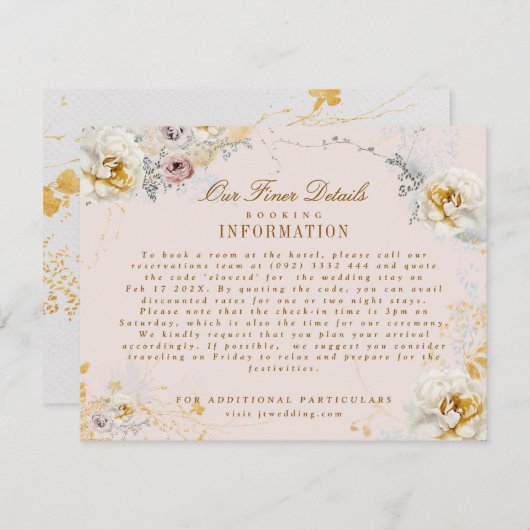 grillige botanische krans romantische bruiloft boh informatiekaartje (Voorkant / Achterkant)