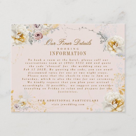 grillige botanische krans romantische bruiloft boh informatiekaartje (Voorkant)