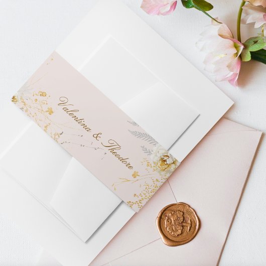 grillige botanische romantische boho bruiloft uitnodigingen wikkel