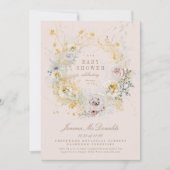 grillige botanische roze baby shower uitnodiging (Voorkant)