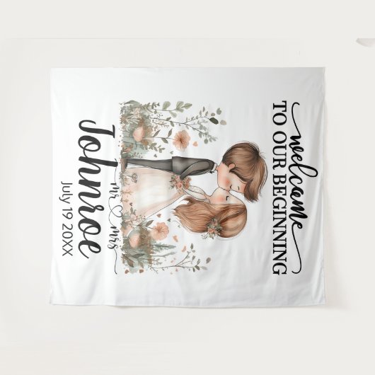 grillige bruiloft achtergrond wandkleed (Voorkant (horizontaal))