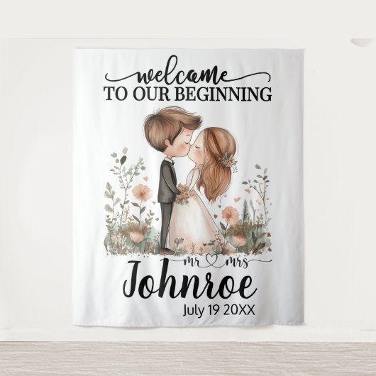  grillige bruiloft achtergrond wandkleed (Voorkant)