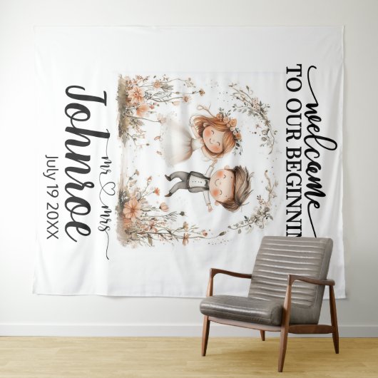 grillige bruiloft achtergrond wandkleed (In Situ (horizontaal))