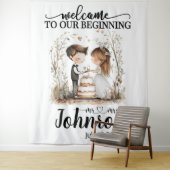  grillige bruiloft achtergrond wandkleed (In situ)