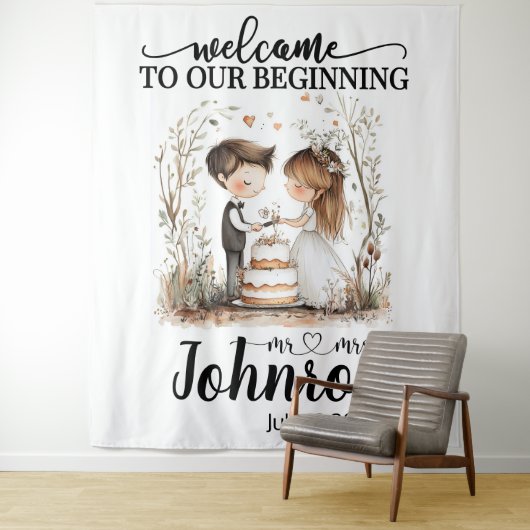  grillige bruiloft achtergrond wandkleed (In situ)