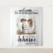  grillige bruiloft achtergrond wandkleed (Voorkant)