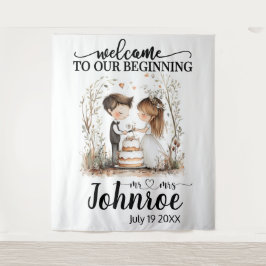  grillige bruiloft achtergrond wandkleed