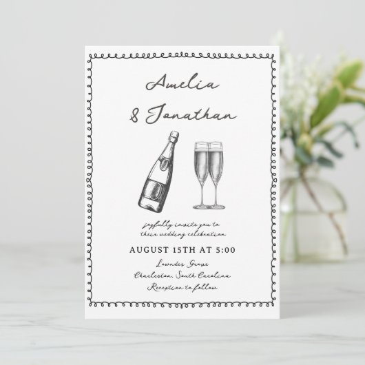 grillige bruiloft kaart (Staand voorkant)