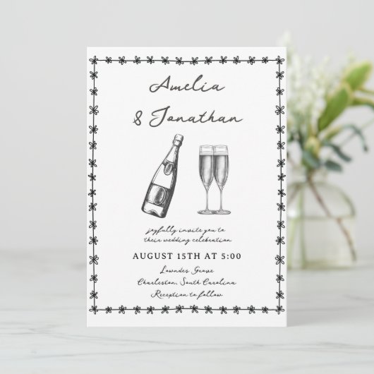 grillige bruiloft kaart (Staand voorkant)