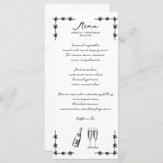 grillige bruiloft menu (Voorkant / Achterkant)