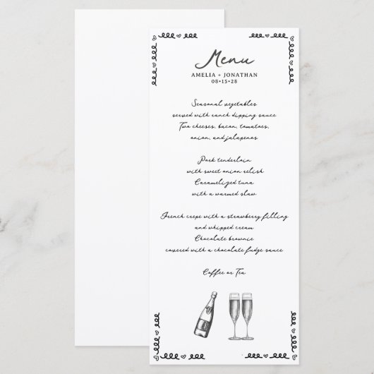 grillige bruiloft menu (Voorkant / Achterkant)