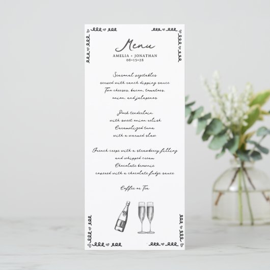 grillige bruiloft menu (Staand voorkant)