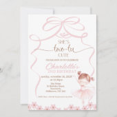 Grillige Bruine Haar Ballerina Twee Tu 2de Verjaar Kaart (Voorkant)