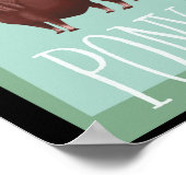 Grillige Bruine Shetlandpony Op Groene Retro Achte Poster (Hoek)