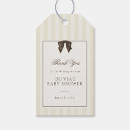 Grillige Bruine Strik Babyshower Cadeaulabel