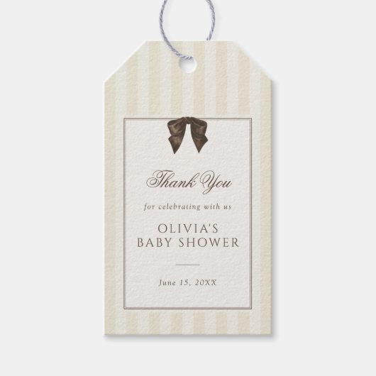 Grillige Bruine Strik Babyshower Cadeaulabel (Voorkant)