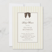 Grillige bruine strik gestreepte babyshower kaart (Voorkant)