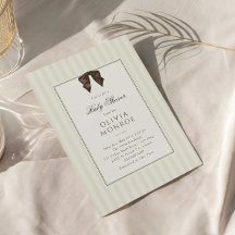 Grillige bruine strik gestreepte babyshower