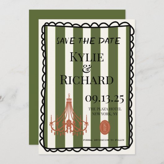 grillige bubbelrand Save the date Kaart (Voorkant / Achterkant)