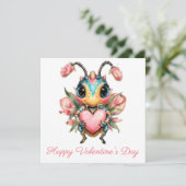 Grillige Bug Hart Valentijnsdag Kaart (Staand voorkant)