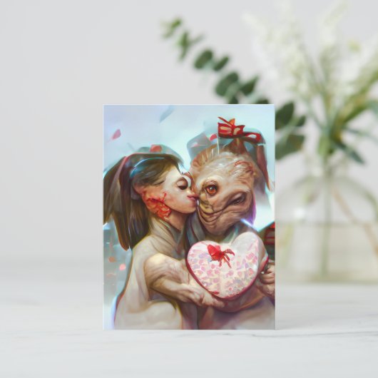 grillige buitenaardse Romance Briefkaart (Staand voorkant)