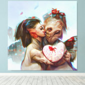 grillige buitenaardse Romance Canvas Afdruk (Insitu (Houten vloer))