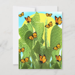 Grillige Cactus En Vlinders Briefkaart