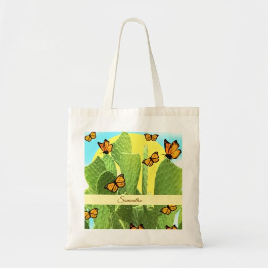 Grillige Cactus En Vlinders Tote Bag (Voorkant)