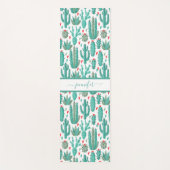 Grillige cactus groen wit patroon monogram yogamat (Voorkant)