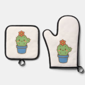 grillige cactus ovenwant & pannenlap set (Voorkant)