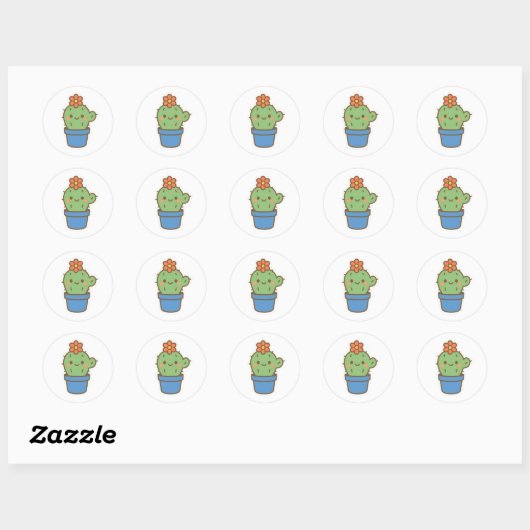 grillige cactus ronde sticker (Vel)